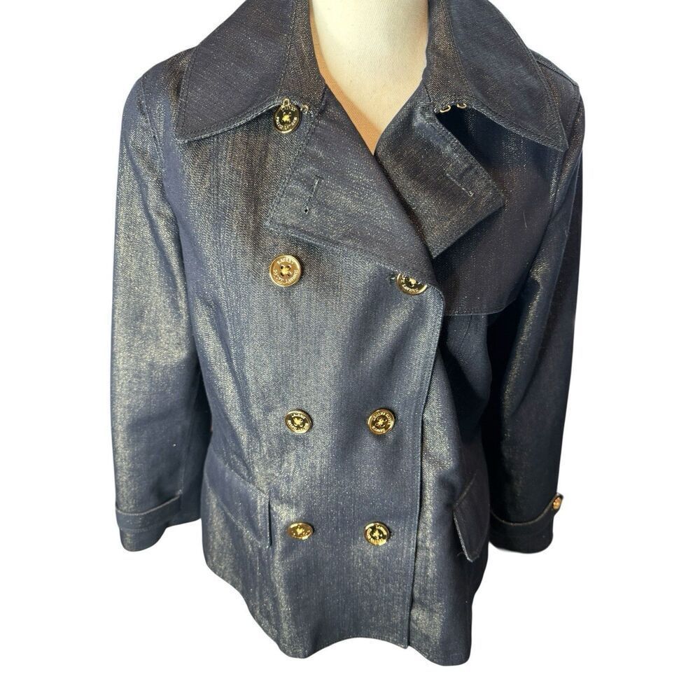 Polo Ralph Lauren Denim And Gold Jacket Women’s Large Blue Button Up Cotton